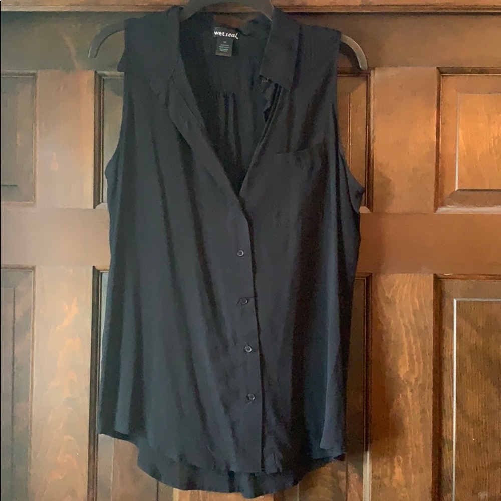 Black long button down